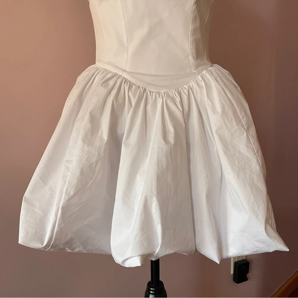 House of CB- Le Puff White Cotton Tulle Mini Dress Square Neck Romantic Size M